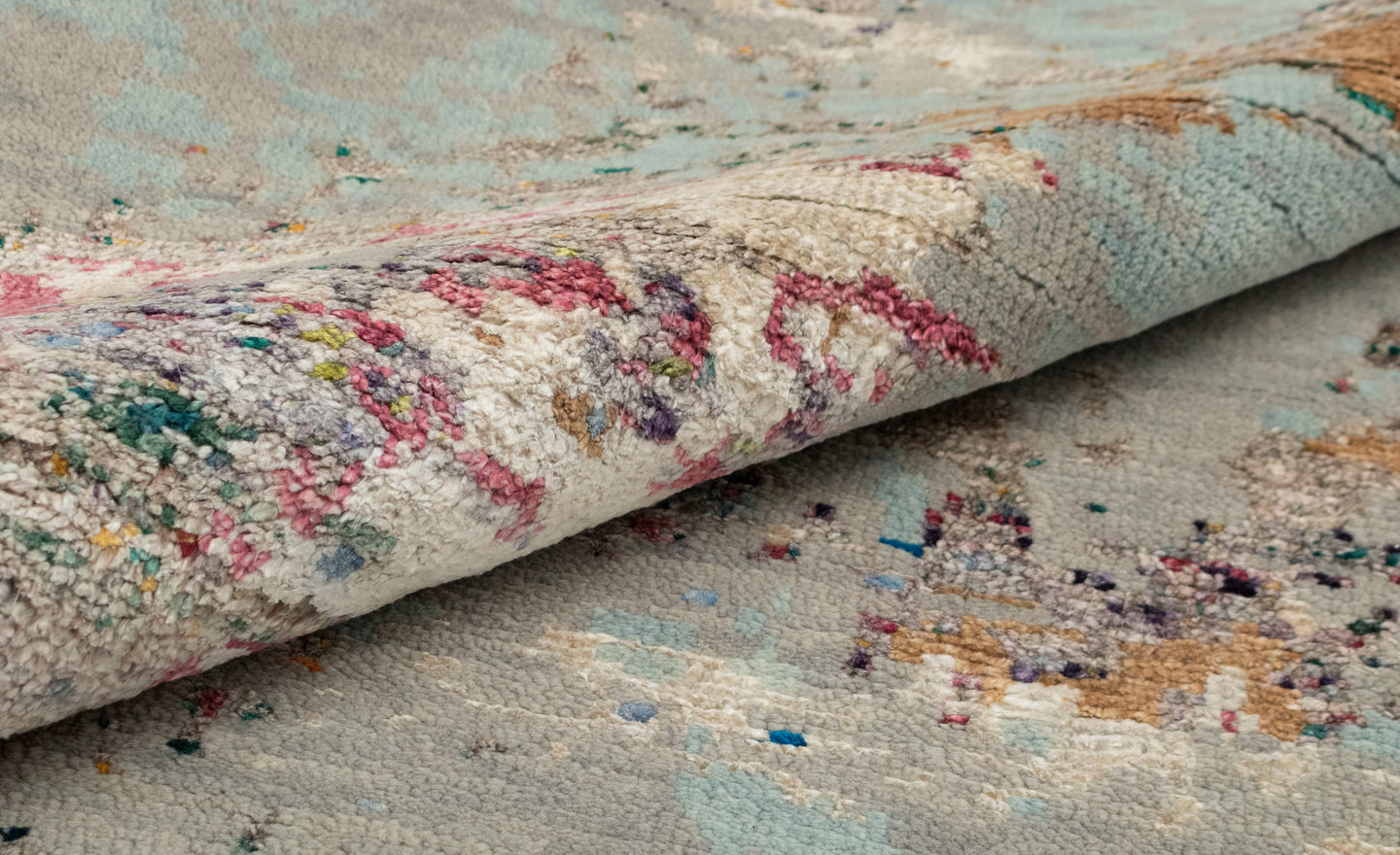 8x10 Unstring Earth Grey Abstract Soft Pile Wool Silk Rug | Best Rugs Online UK